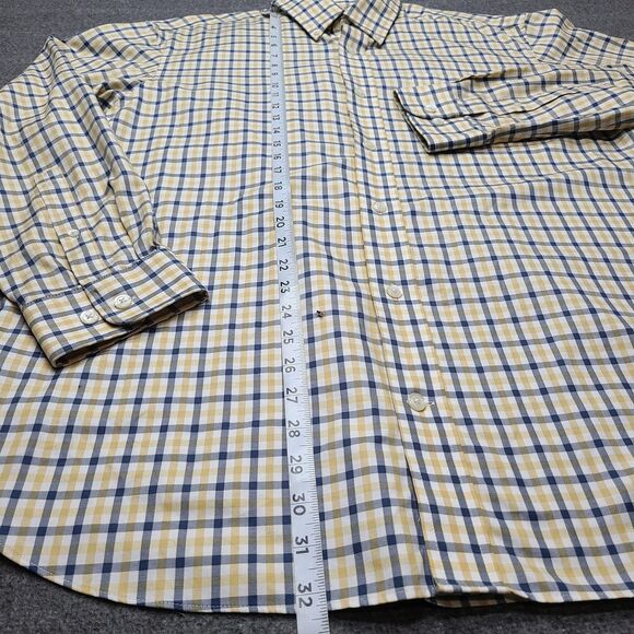 Duluth Trading Co Shirt Mens Large Yellow Blue Plaid Button Down Casual Cotton - Picture 3 of 8
